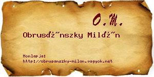 Obrusánszky Milán névjegykártya