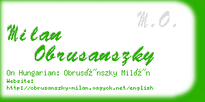 milan obrusanszky business card